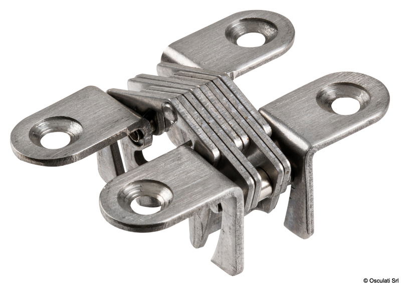 Cerniere per porte ad incasso apertura 180°. Finitura satinata.
