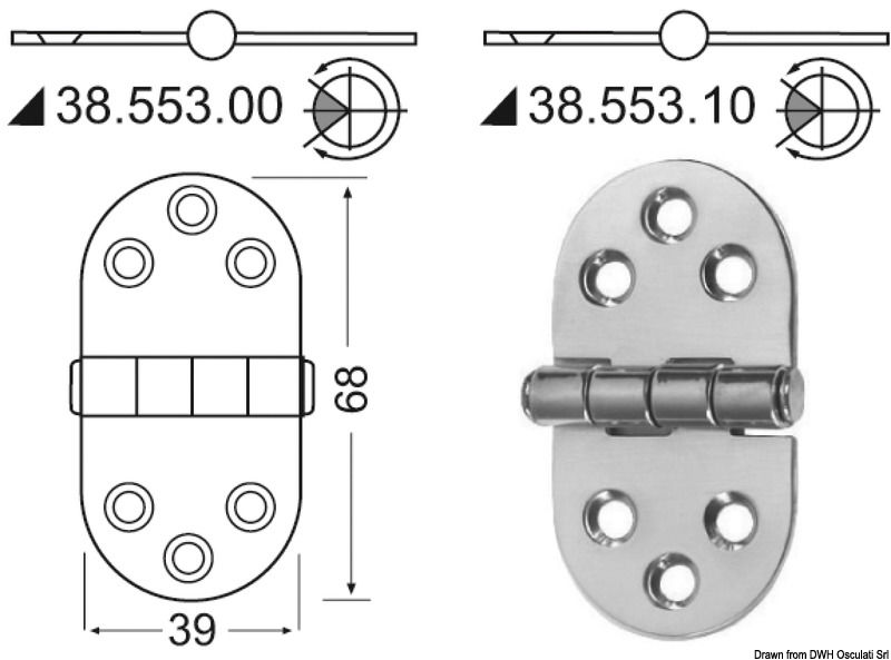 In acciaio inox, lucidate a specchio, con smorzamento delle vibrazioni tramite asse centrale frenato.