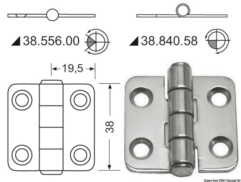 In acciaio inox, lucidate a specchio, con smorzamento delle vibrazioni tramite asse centrale frenato.