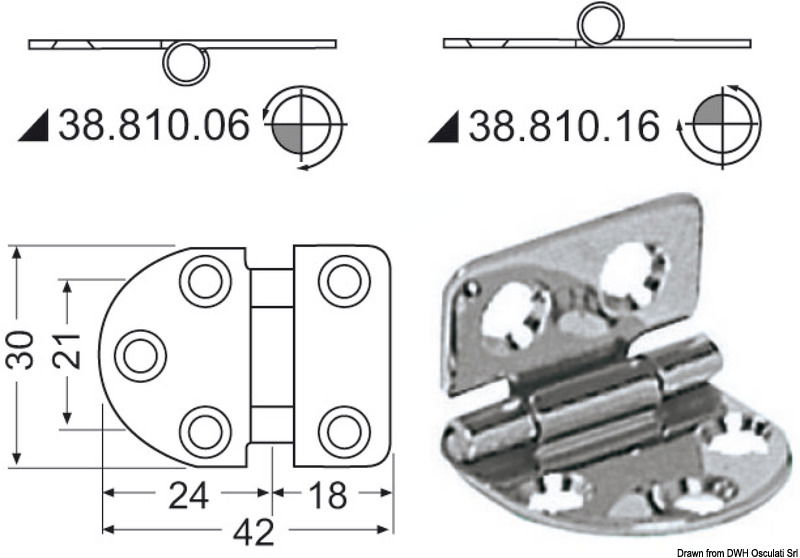 In acciaio inox, lucidate a specchio, con smorzamento delle vibrazioni tramite asse centrale frenato.
