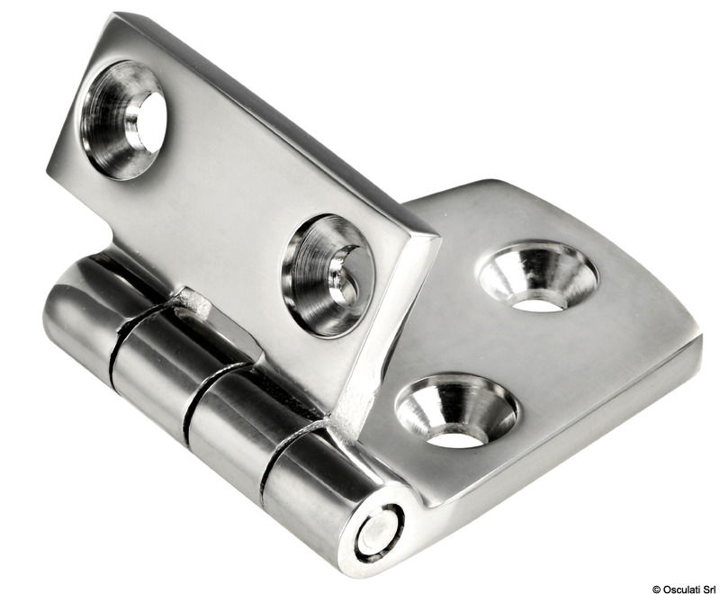 Cerniere in acciaio inox AISI 316 fuse e lucidate a specchio. Robuste, con finitura curata.