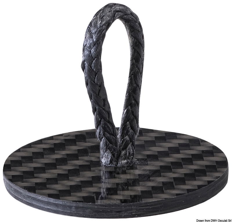 Soluzione in Carbonio o Fibra di Vetro dei Pad-Eye, golfari e similari. Applicabile per incollaggio su superficie precedentemente preparata e con colle specifiche. Per un incollaggio elastico: SIKAFLEX 291i 65.289.XX. Perfetto per creare punti di fissaggio interni non strutturali.