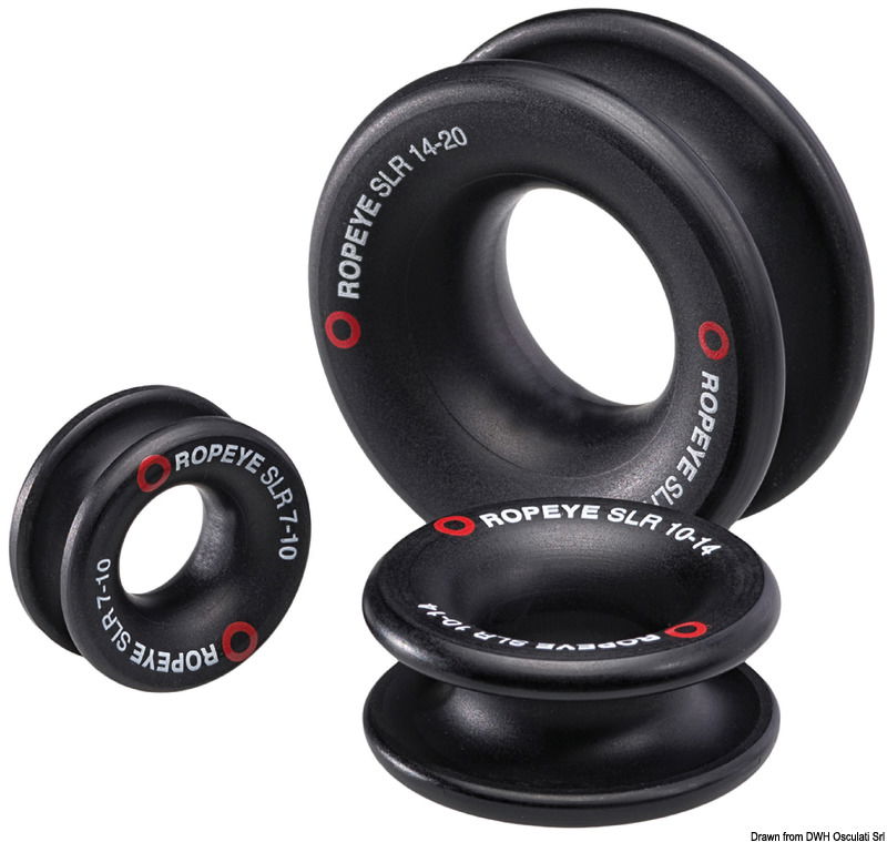 Ropeye Self-Locking Rings, anelli a bassa frizione per molteplici usi interni ed esterni. Realizzati in alluminio anodizzato, sono appositamente progettati per mantenere il regolare scorrimento di cime, scotte, drizze all'interno del canale dell'anello.