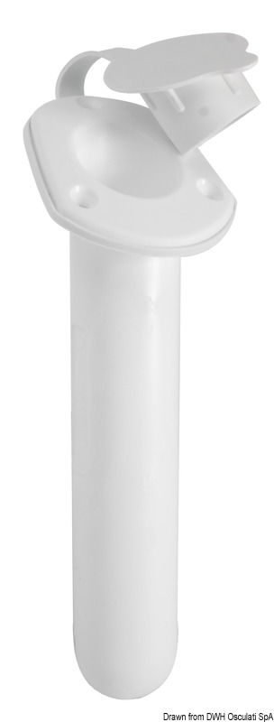 In polipropilene bianco con spina fermacanne sul fondo, flangia 83x105 mm.