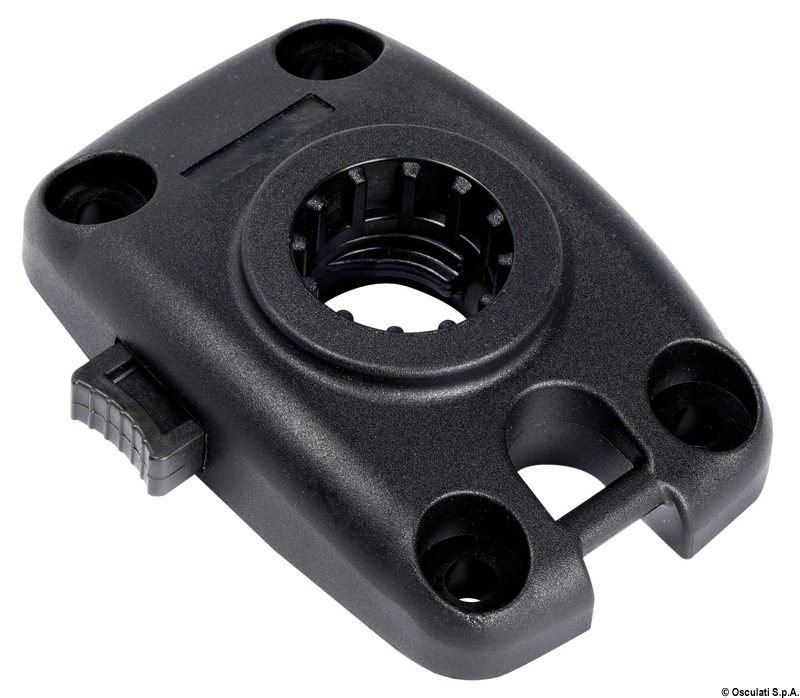 Rotazione orizzontale 360° e verticale 90° con sistema di innesto nella base a scatto.Blocco della canna con ghiera rotante.