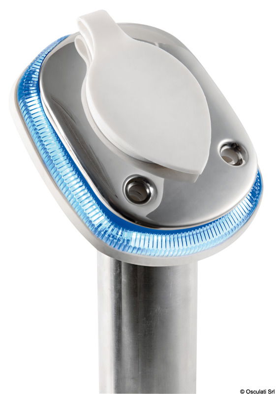 Base in tecnopolimero bianco, con corona di LED. Universale per portacanne 41.211.70/71/72 e 41.168.11.