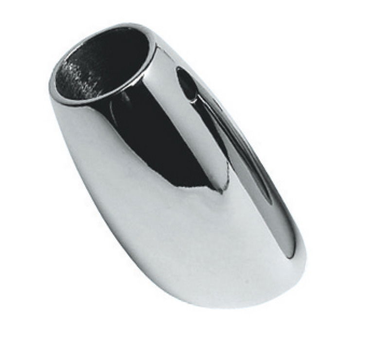 In acciaio inox AISI 316 lucidato a specchio, fissaggio con un prigioniero 8 mm.