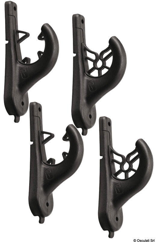 Robusto portacanne modulare (si può usare singolo o in serie fissandolo al precedente).Adatto per impugnature da 25 a 38 mm.Si può montare a parete o a soffitto.Inserti in gomma per protezione dell’attrezzatura.Predisposto per cinghia elastica (non fornita) per un fissaggio definitivo della canna.Venduto a coppia (4 pz) per n°2 canne.