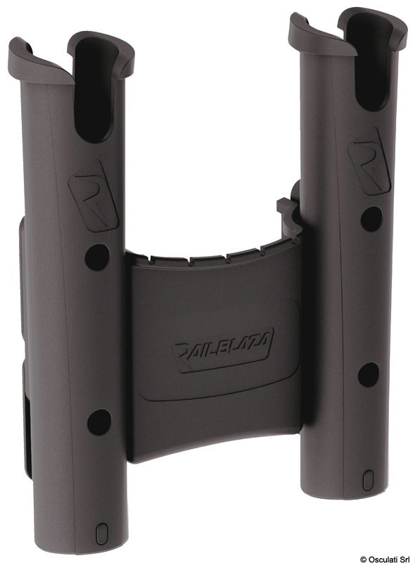 Portacanne singolo o modulare (si possono collegare i moduli tra loro senza fine).Adatto ad impugnature fino a 40 mm.Perno di fine corsa che impedisce la rotazione della canna (removibile).Nelle versione multiple (tra le due canne) vano per esche, attrezzi ed altro.