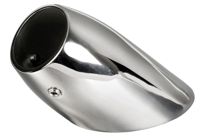 In acciaio inox AISI 316 lucidato a specchio, fissaggio con un prigioniero 8 mm.