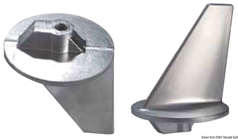 Zinc fin anode for stern drive