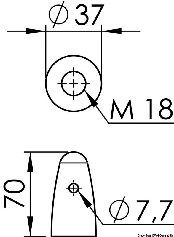 Zinc ogive for propeller Ø 22/25/30 mm