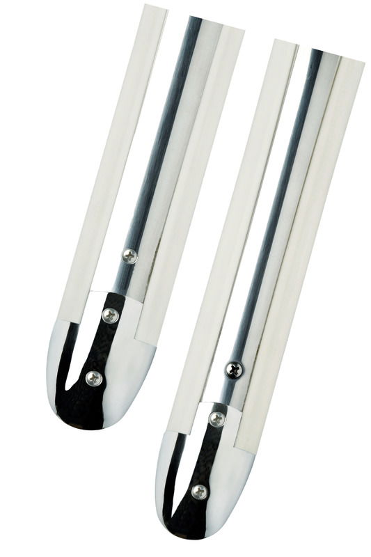 Si integrano con i profili indicati rimanendo completamente a filo. Acciaio inox 316 lucidato a specchio.