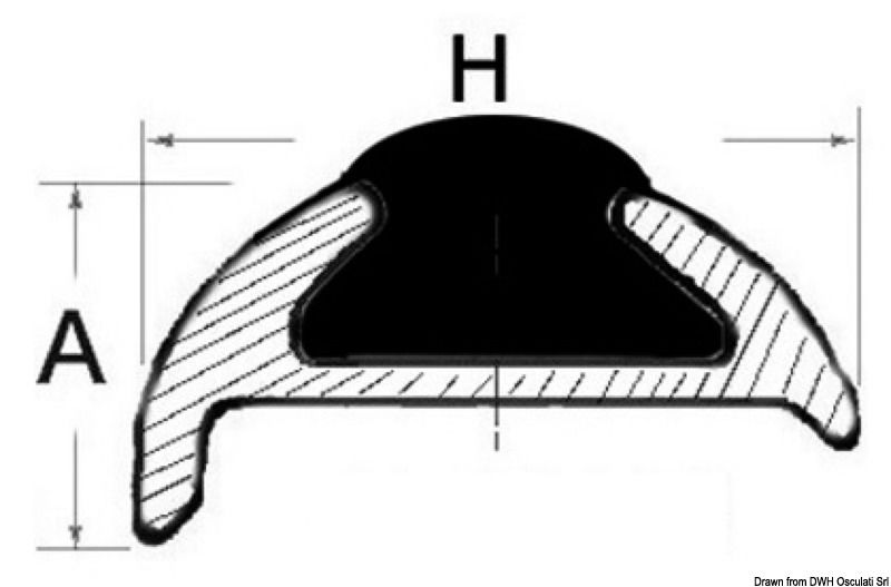 Con inserti in PVC flessibile in vari colori e terminabili da abbinare. Venduti in barre da 6 o 3 m.Ordine minimo 24 m per misura.