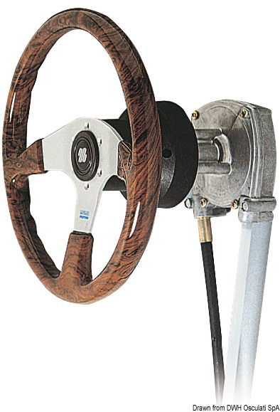 Per motori fuoribordo, entrofuoribordo ed entrobordo fino a 9/10 m e velocità fino 50 MPH, giri volante 4, raggio curvatura cavo minimo 200 mm, corsa 228 mm.