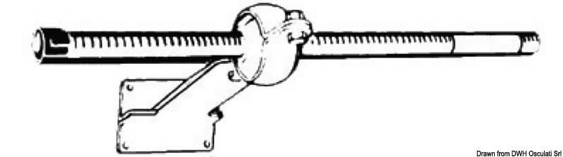 Con piastra in ferro verniciato e bulloni e perno in acciaio inox AISI 304. Per il supporto monocavi comando timoneria.