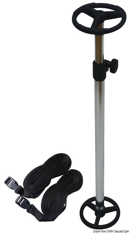 Fabbricato con tubo di alluminio Ø 22/25 mm. Provvisto di appoggi sopra e sotto tipo Wheels per una grande stabilità. Completo di 20 m di cinghie di fissaggio regolabili e con fibbie a scatto.