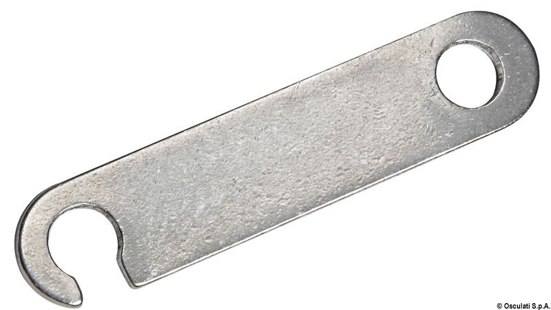 Fabbricato in acciaio inox lucidato, serve per regolare le cime di fissaggio dei tendalini.