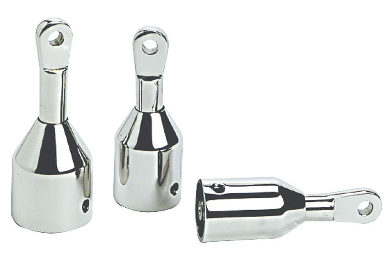 Per tubi capottine con occhio regolabile e con escursione di 15 mm. Permettono di tesare perfettamente il tendalino. Fabbricati in acciaio; inox AISI 316 lucidato a specchio.