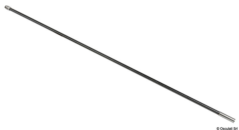 Palo in fibra di vetro ricoperto in fibra di carbonio con inserti in acciaio inox AISI 316L.