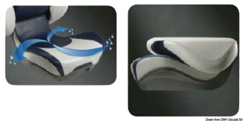 Composta da sedile + schienale abbattibile + 3 componenti in schiuma espansa. La forma della seduta facilita il drenaggio dell'acqua. Il sedile è predisposto con boccole standard per il fissaggio ad una colonnina. Fornito senza rivestimento esterno che sarà effettuato dal cantiere.