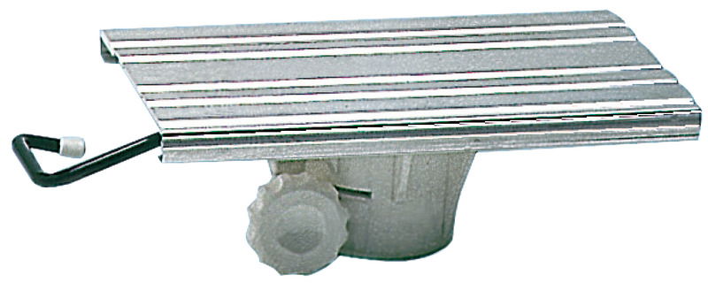 Universale per tutti i modelli in alluminio. Raccordo superiore girevole, corsa 150 mm. Fabbricato in nylon/fibra vetro + alluminio per la slitta.