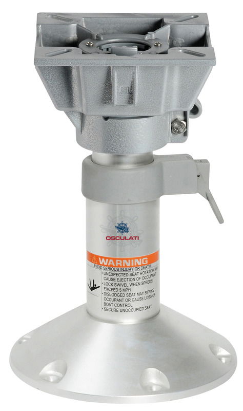 Base e colonna in alluminio anodizzato + supporto sedile girevole in alluminio verniciato grigio.