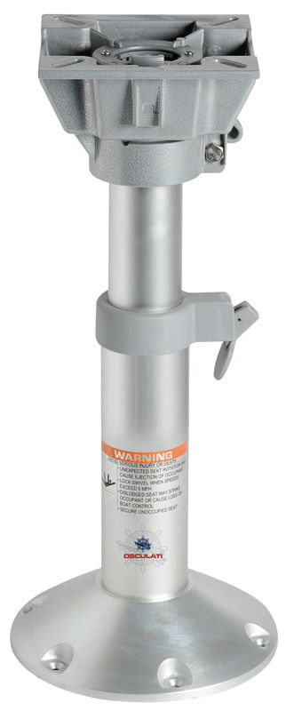 Base e colonna in alluminio anodizzato + supporto sedile girevole in alluminio verniciato grigio.