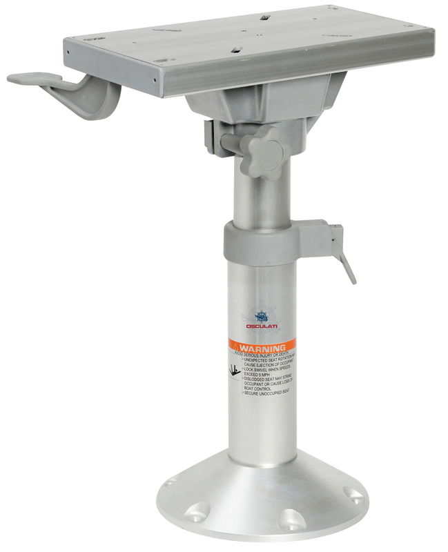 Base e colonna in alluminio anodizzato + supporto sedile con slitta girevole in alluminio anodizzato.