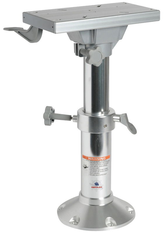 Base e colonna in alluminio lucidato a specchio e anodizzato + supporto sedile con slitta girevole in alluminio anodizzato.