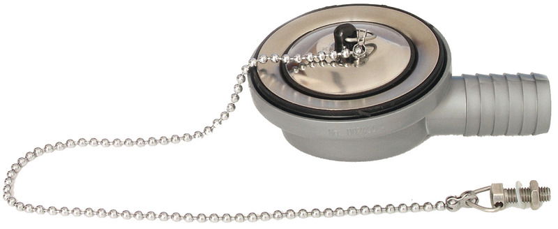 Comodo tappo con catena. Facile installazione.