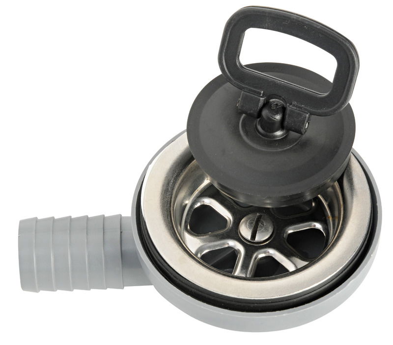 In acciaio inox + moplen. Completa di tappo maniglia.