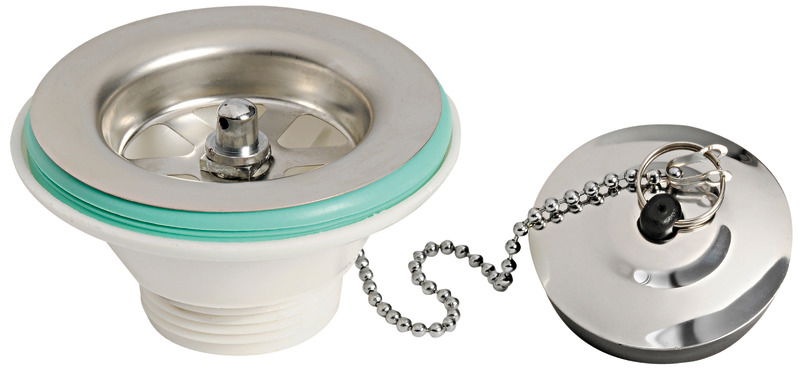 Acciaio inox + plastica, con tappo.