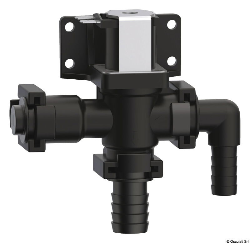 Da utilizzare nei Wc che usano l'acqua dolce dell'impianto di bordo. Funziona anche da anti-sifone evitando il possibile reflusso dell'acqua del Wc nell'impianto di bordo.