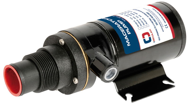 Utile per svuotare i serbatoi di deposito delle acque nere. Bocca entrata 38 mm, uscita 25 mm. Certificato CE in accordo alla EN ISO 8846.