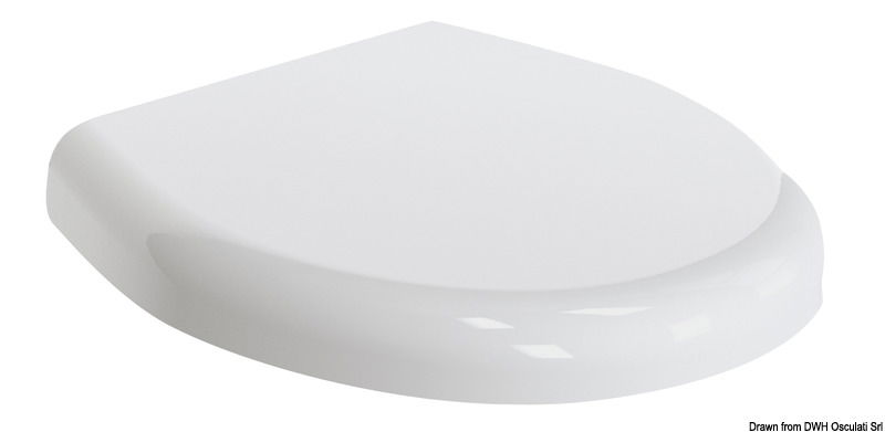 Coprisedili adatti alle diverse generazioni di wc elettrici Tecma, colore bianco, provvisti di sistema di chiusura frizionata.Sono disponibili in due versioni:A) con anima in legno ricoperta di poliestere e cerniere in acciaio inox;B) in plastica termoindurente (versione leggera che nasconde il sedile).