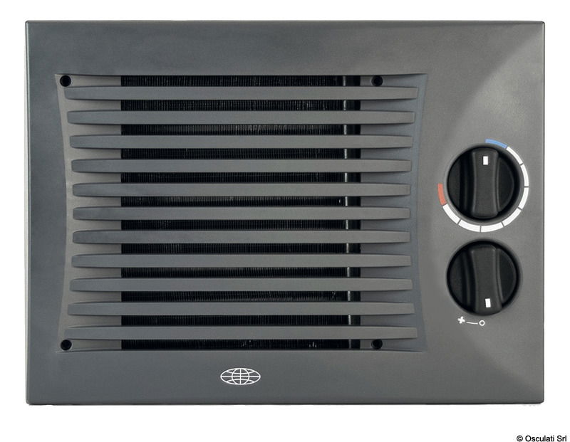 Scambiatori di calore con ventola attiva integrata per riscaldatori a liquido Autoterm Flow. Ricevono l'acqua generata dalla caldaia tipo 50.261.12 - 50.262.12/24 e distribuiscono aria calda. Per le versioni senza interruttore integrato si può collegare un qualsiasi termostato e/o interruttore con una o due velocità (tipo 50.266.30).