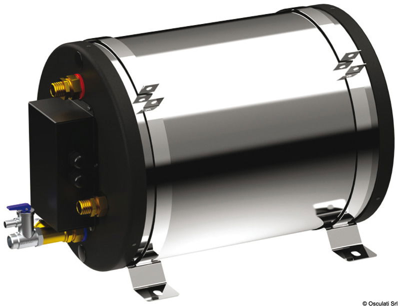 Boiler ideato per applicazioni a 12V. Realizzato in acciaio inox AISI 316 L, con scambiatore ad ampia superficie per un'efficace produzione di acqua calda. Isolamento in poliuretano espanso senza agenti nocivi, bitermostato integrato e valvola di sicurezza. Mantello in alluminio preverniciato e staffe in acciaio inox per un'installazione robusta.