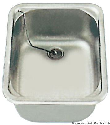 In acciaio inox.Venduto completo di piletta a 90° con portagomma da 20 mm.