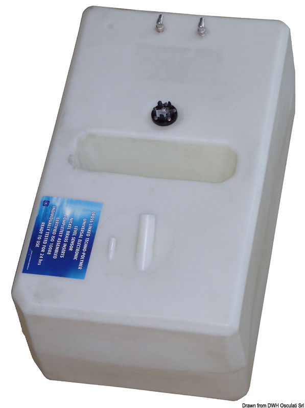 In polietilene reticolato omologato benzina, fabbricati secondo ISO 21487, certificati RINA CE. Completi sensori di livello 10-180 Ω già installati e testati.