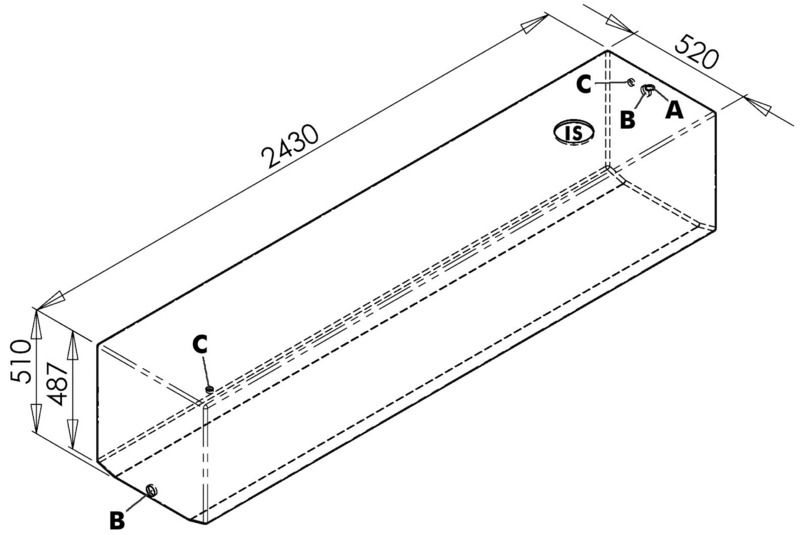 In polietilene lineare alimentare. Sono insapori e inodori. Forniti completi di tappo d'ispezione e predisposizioni per carico, scarico e sfiato. Possibilità d'istallazione modulare di più serbatoi, grazie alla predisposizione di un niplo di collegamento. Tutti raccordi femmina nella stampata in plastica.