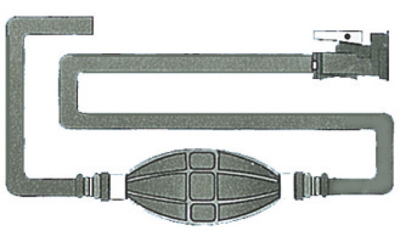 Fabbricato con speciale tubo coestruso con interposta calza in poliestere.Sezione 8x13 mm, resistente fino a 15 bar.Completa di pompetta tipo maggiorato, adatta per benzina verde.