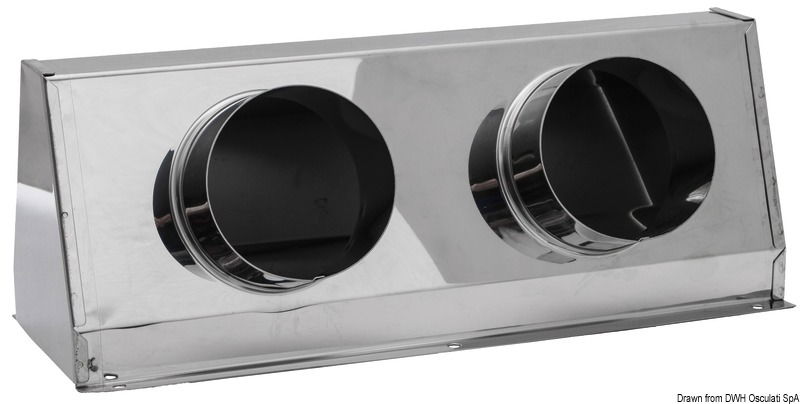 In acciaio inox; adatti per convogliare, tramite tubi flessibili, l’aria alla base dei motori entrobordo. Sono costruiti per essere abbinati alle prese d’aria 53.401.50/51.