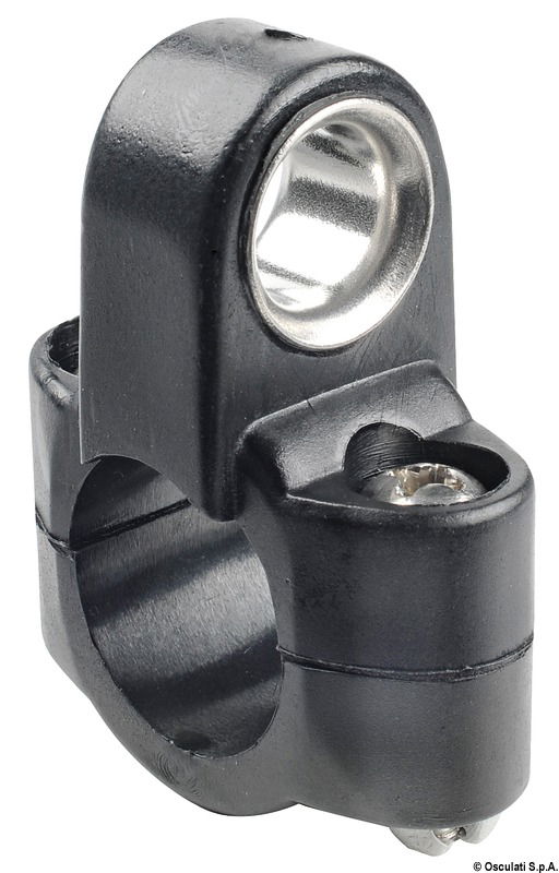 A) Fabbricato in nylon, totalmente snodato sui 2 assi.B) Fabbricato in naylon, con passaggio scotta in acciaio inox.