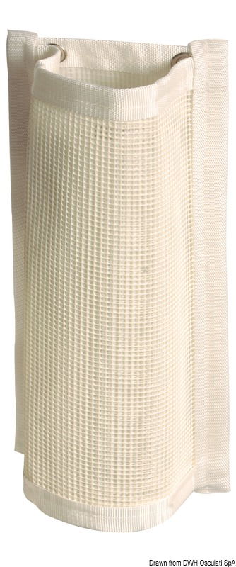 In robusto tessuto da vela bianco con bordature, modello universale, confezione espositiva.