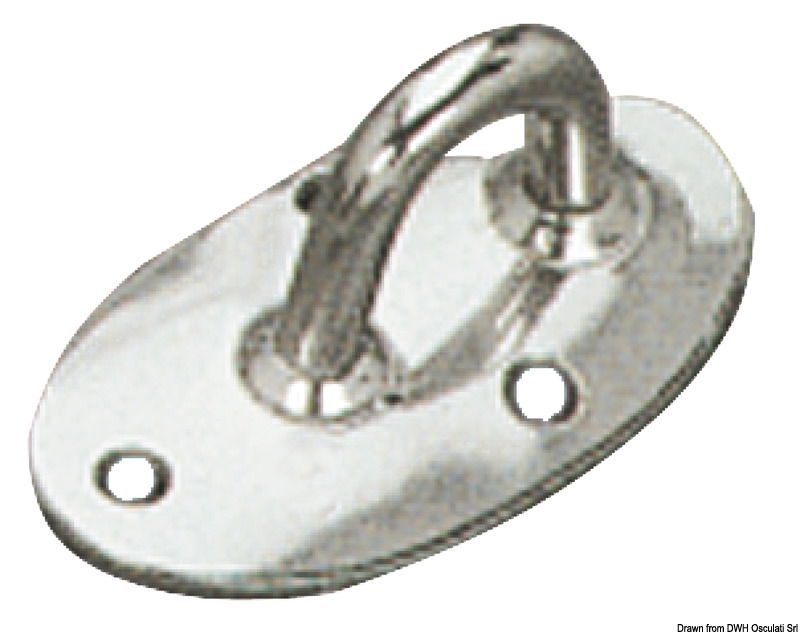 Piastrina in acciaio inox con tre fori, adatta per fissaggio su alberi con Ø 60 mm.