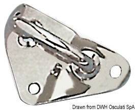 Piastra in acciaio inox con tre fori, adatta per fissaggio su alberi con Ø 55/60 mm.