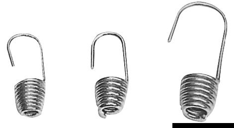 Utili per terminazione dei cavi elastici. Le graffe ad anello servono per bloccare il cavo elastico nei ganci. Si aggraffano con una pinza o con una morsa.