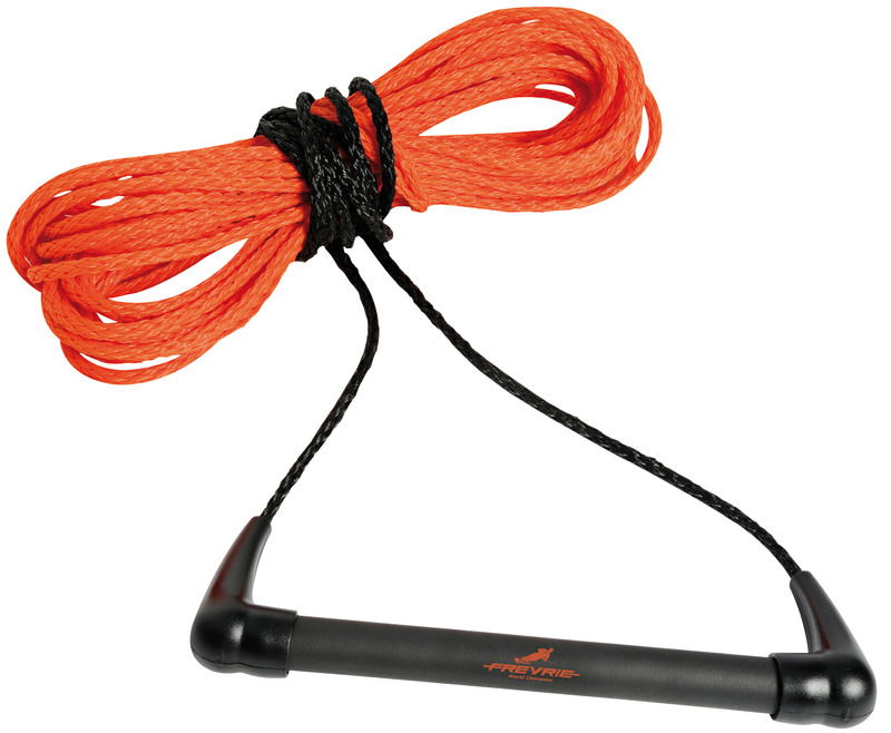 Corda traino sci con maniglia ergonomica in alluminio rivestito in neoprene e terminali rastremati.