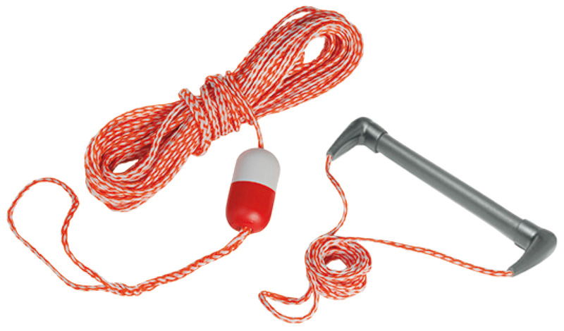 In levilene galleggiante bicolore, con maniglia in alluminio ricoperta di morbido espanso, cappucci rastremati “Usa” e galleggiante bianco/rosso.